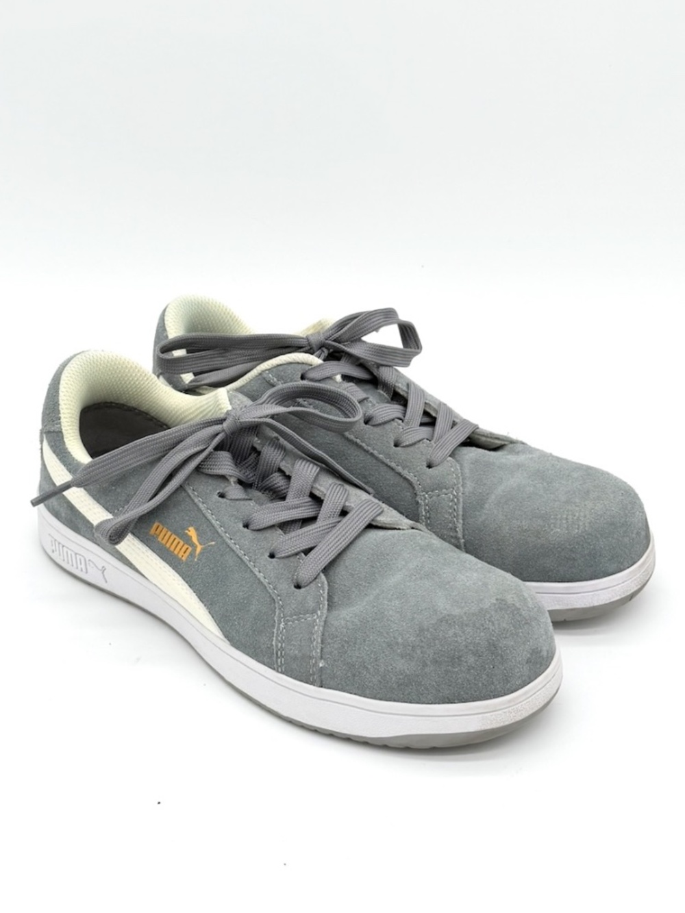 Puma Safety Womens Iconic Suede Low Steel Toe Shoes Grey Work Sneakers Size 8.5